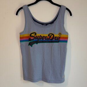 SuperDry Blue Logo Tank Top, Size US 4